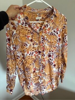 Pilcro Anthropologie Women’s Multicolor Floral Button-Down Blouse Shirt